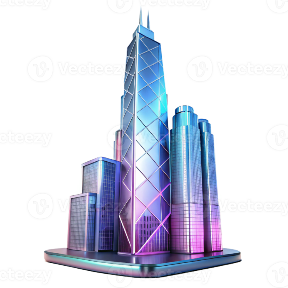 beautiful modern A towering skyscraper made entirely of glass, reflecting the city skyline, vibrant, dynamic lighting, photorealistic style 4K png