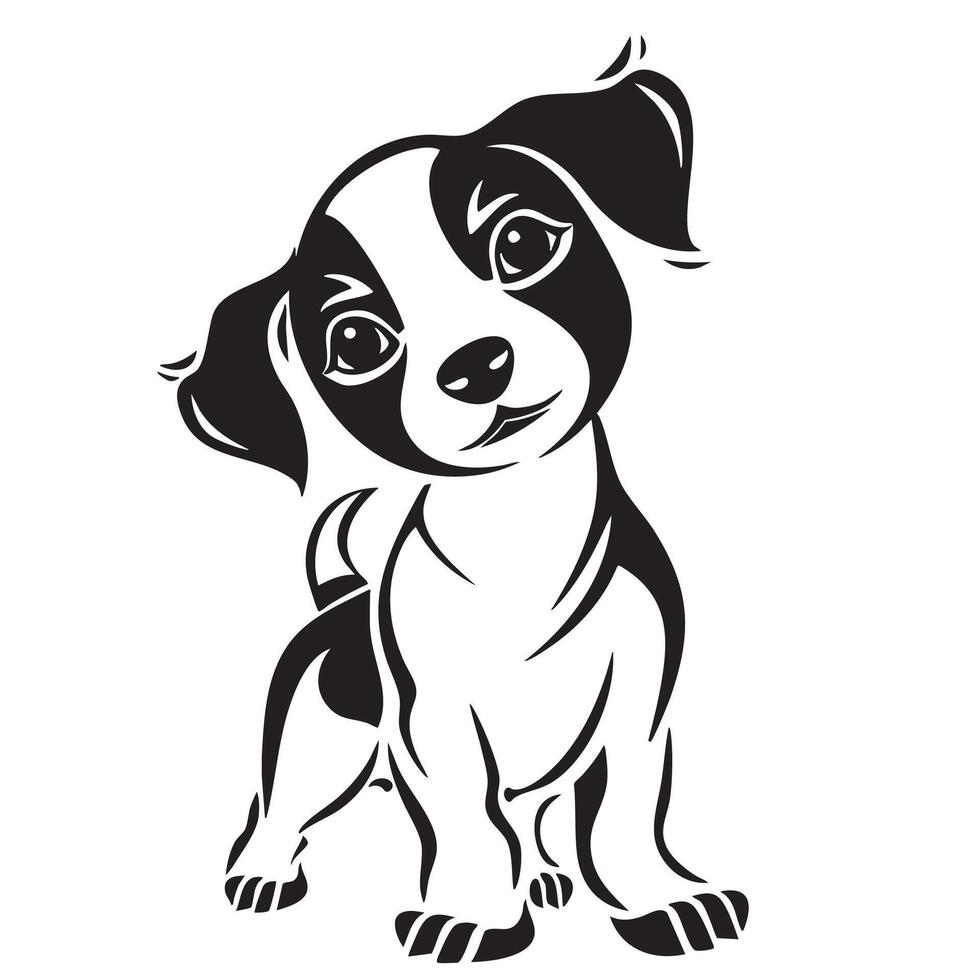 cute and playful cartoon dog logo features stylized puppy with friendly expression. This design captures essence of joy and companionship, making it perfect for pet related branding vector