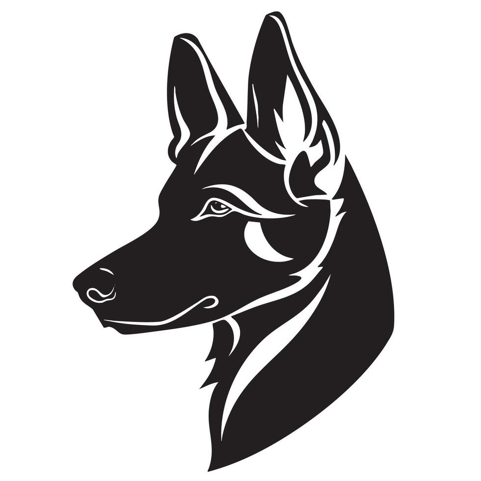 sleek logo design featuring profile of dog, showcasing its elegant features and strong lines. This artistic representation captures essence of loyalty and companionship vector