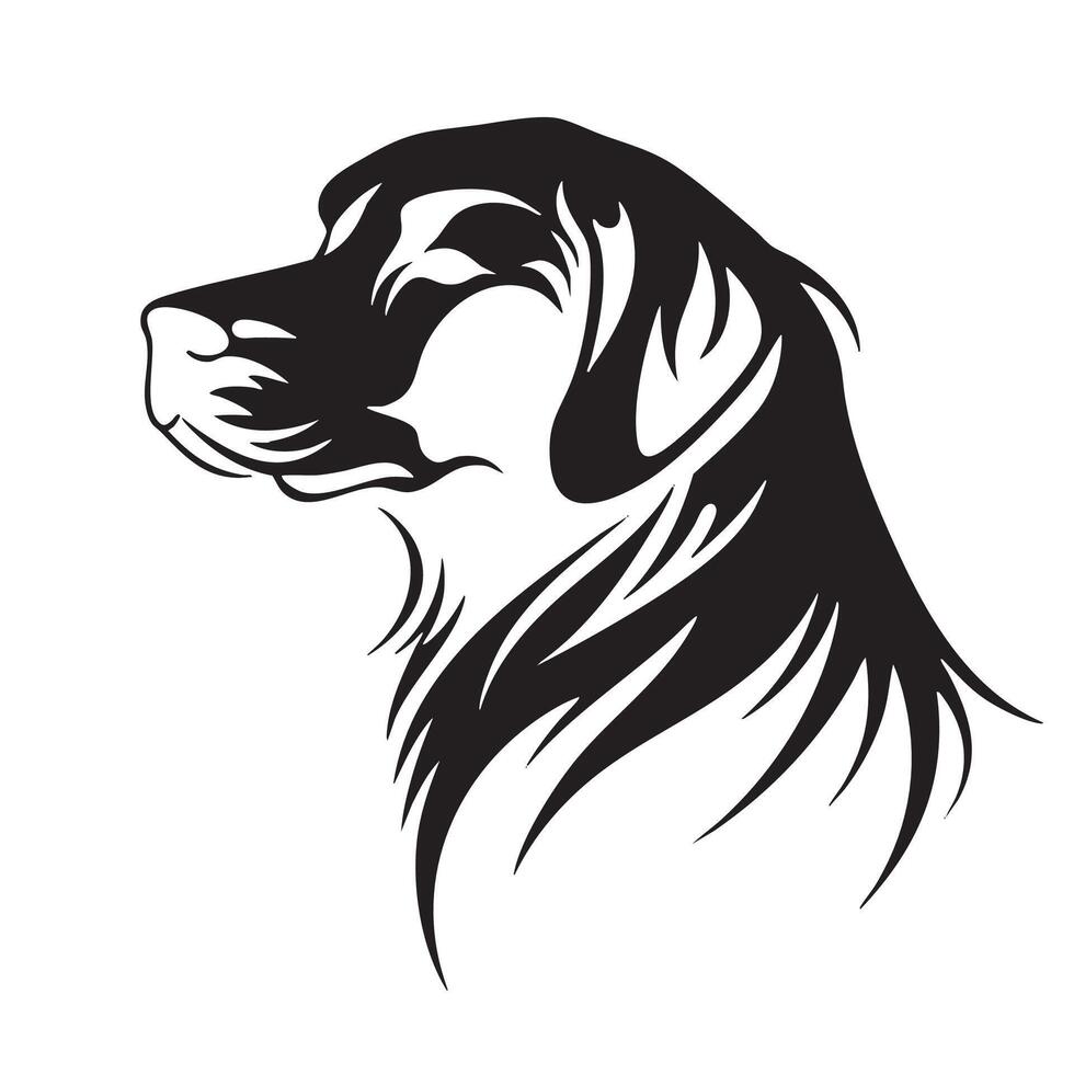 detailed logo design featuring stylized silhouette of dog, showcasing its elegant profile and flowing fur. This logo captures essence of loyalty and companionship vector