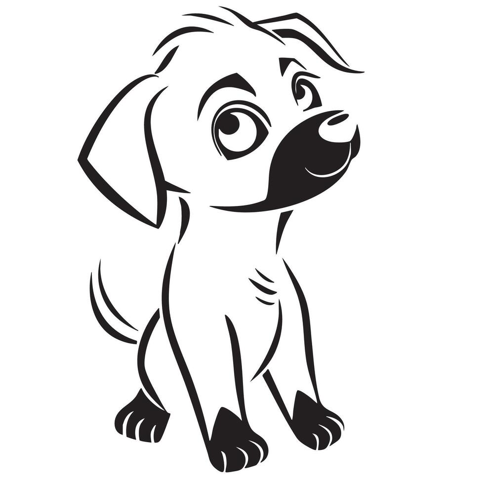 Cute cartoon dog with big expressive eyes and playful demeanor, showcasing friendly and approachable character. This adorable logo design captures essence of joy and companionship vector