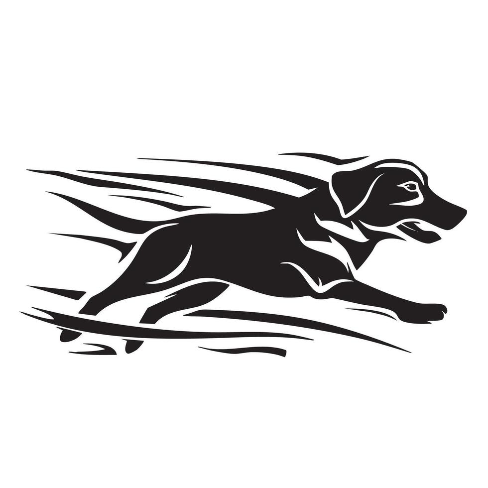 dynamic logo featuring running dog in motion, capturing essence of speed and agility. This design symbolizes energy and playfulness, perfect for pet related brands or services vector