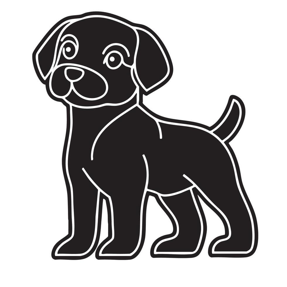 cute and friendly dog logo design featuring playful puppy standing upright. This logo captures essence of companionship and joy, making it perfect for pet related businesses or services vector