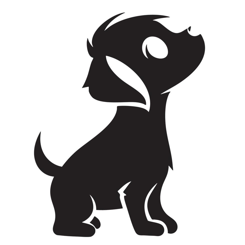 cute logo featuring stylized silhouette of dog sitting with attentive expression. This design captures essence of playfulness and loyalty, making it perfect for pet related branding vector