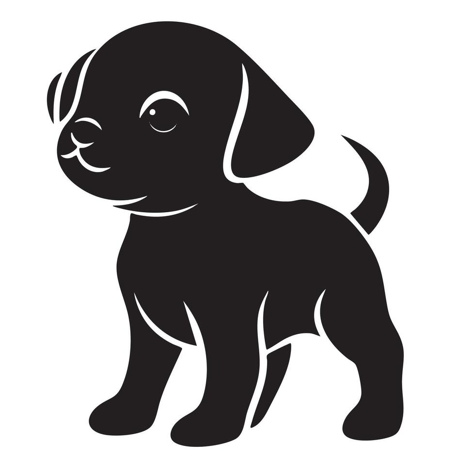Cute and playful puppy logo design featuring happy dog standing with wagging tail. This adorable illustration captures essence of joy and companionship vector