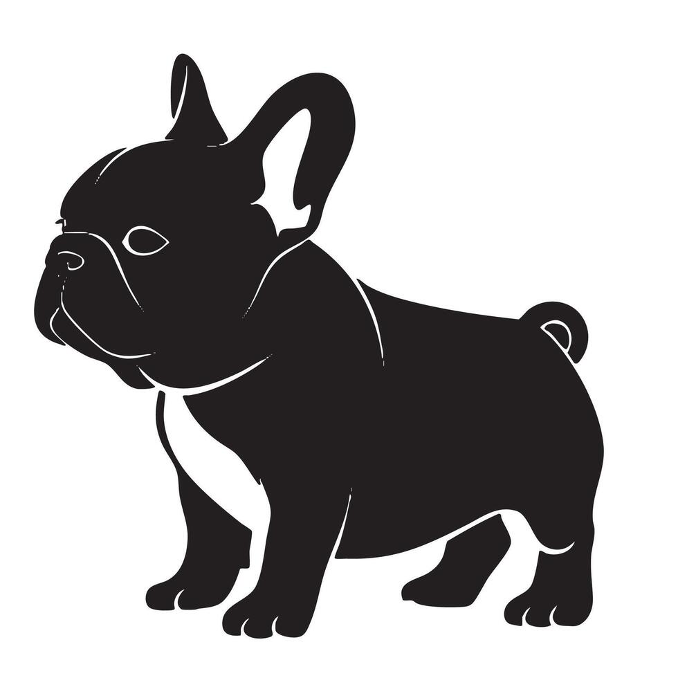 cute logo featuring silhouette of French Bulldog, showcasing its distinctive features and playful stance. This logo captures essence of this beloved breed, making it perfect for pet related vector