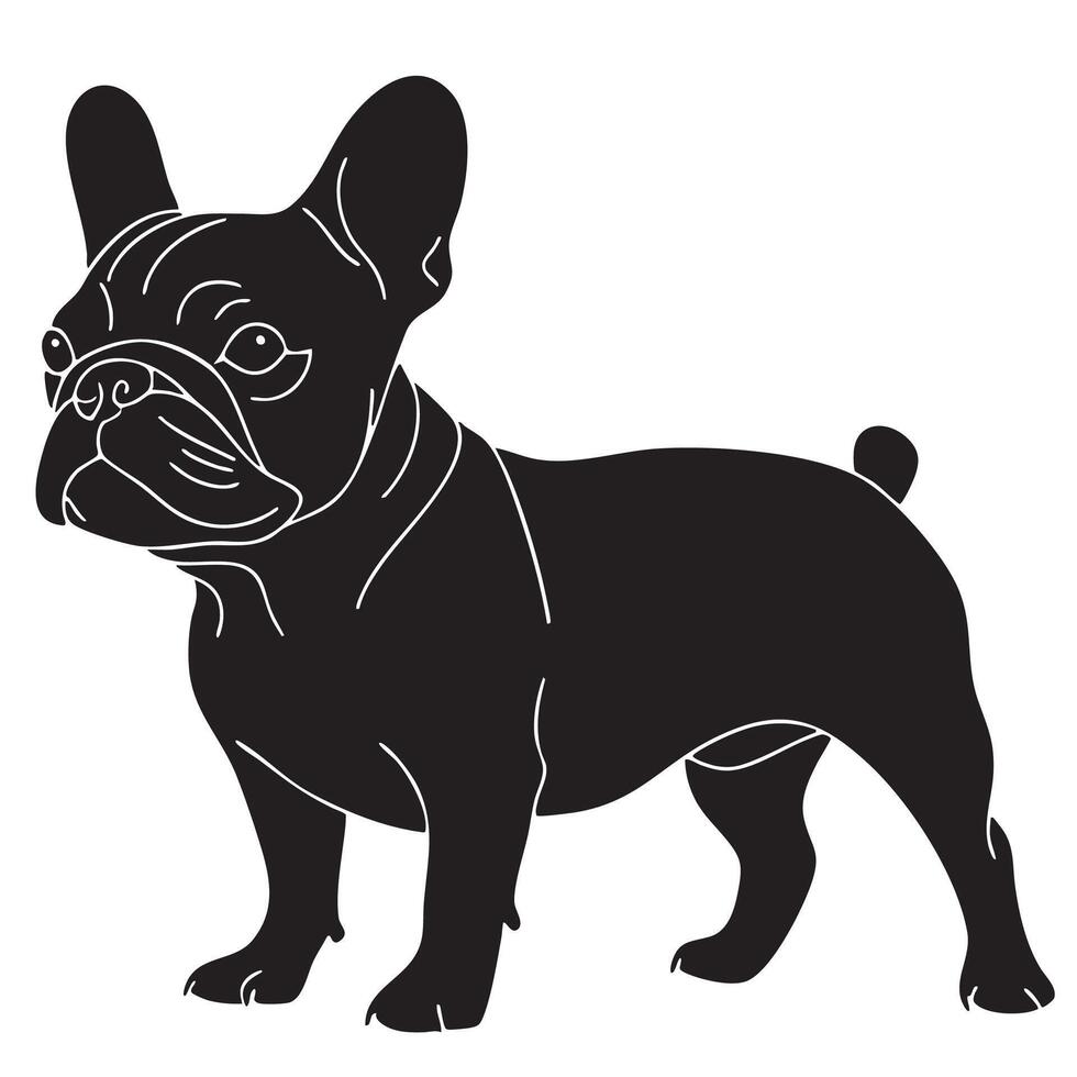 silhouette of dog stands proudly, showcasing its distinctive features and playful nature. This logo captures essence of beloved pet, perfect for branding or design vector