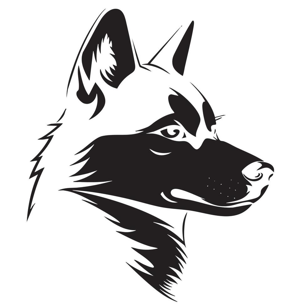 detailed logo design featuring stylized wolf head profile, showcasing sharp features and sleek silhouette that conveys strength and loyalty. This logo is perfect for brands related to nature vector