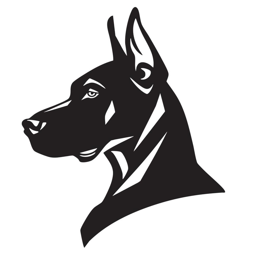 sleek and powerful logo featuring profile of dog, showcasing its strong features and alert expression. This design captures essence of loyalty and strength in minimalist style vector