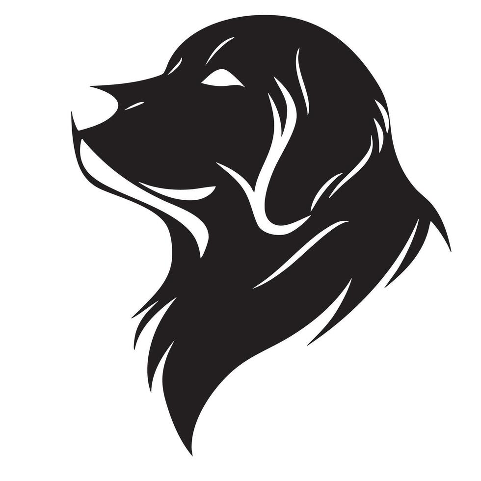 sleek logo featuring stylized silhouette of dog, showcasing its noble profile and flowing fur. This design captures essence of loyalty and companionship in modern artistic form vector