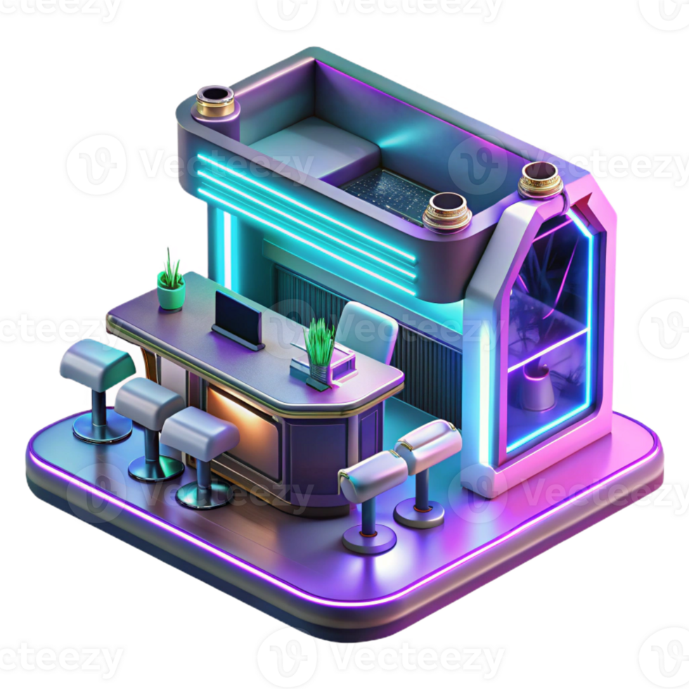 extraordinary rustic A futuristic cyber cafe, neon lights and holographic displays, cyberpunk style, digital art genuine png