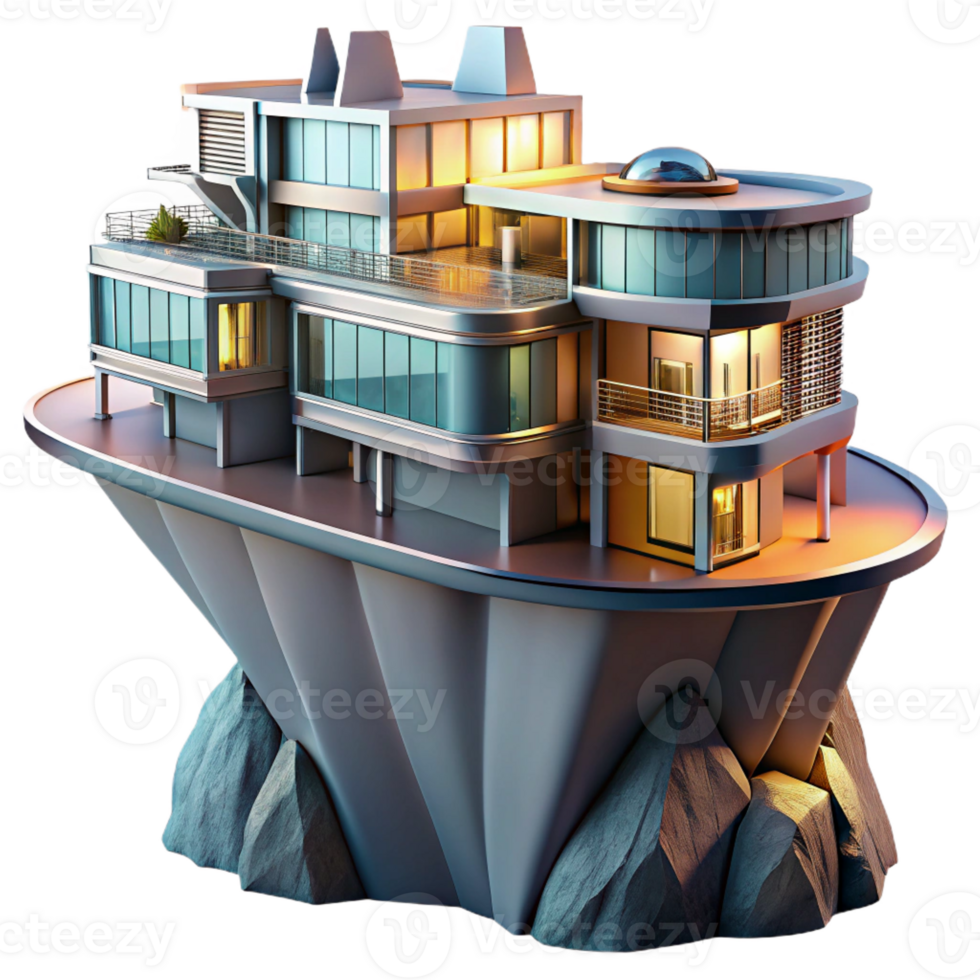 beautiful traditional A futuristic apartment complex built into a cliff face, sleek, metallic design, dramatic lighting, sci-fi art authentic png