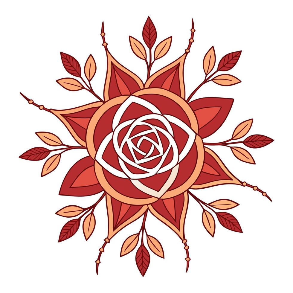 a red rose with leaves and branches vector