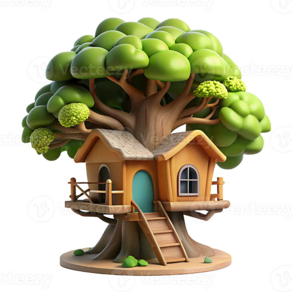 stunning modern A whimsical treehouse built into a giant oak tree, dappled sunlight filtering through the leaves, fantasy art genuine png