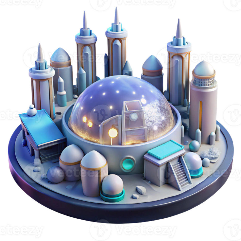impressive modern A futuristic city built on the moon, glowing domes and sleek vehicles, sci-fi art, cool lighting detailed png