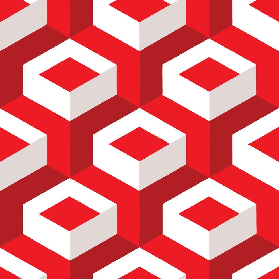 a red and white geometric pattern with squares vector