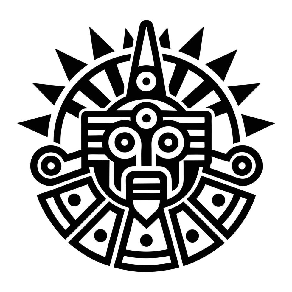 an image of a black and white design of an aztec mask vector