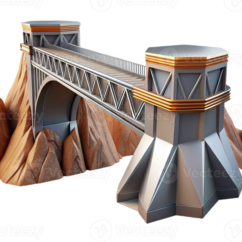magnificent rustic A futuristic bridge spanning a vast canyon, sleek, metallic design, dramatic lighting, sci-fi art premium png
