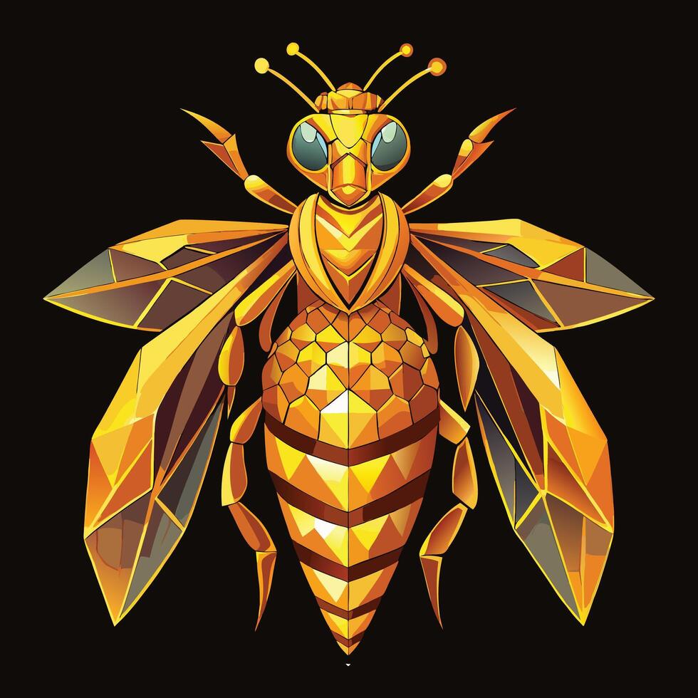 golden bee illustration vector