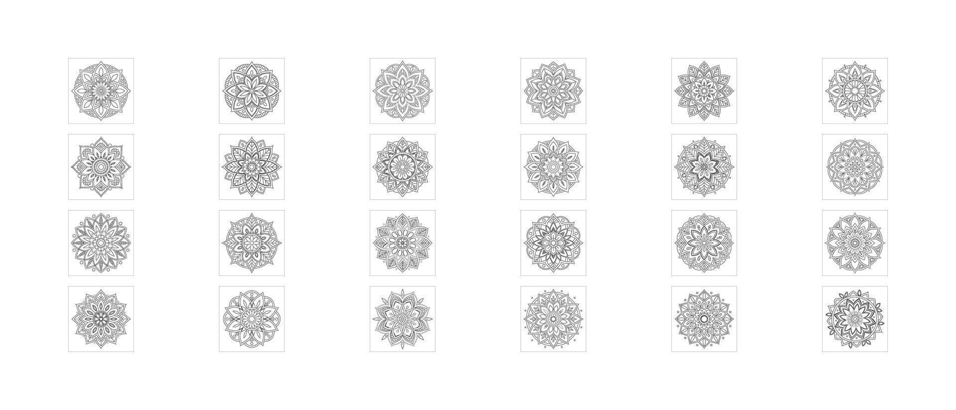 Hand drawn mandala set illustration of a tree vector