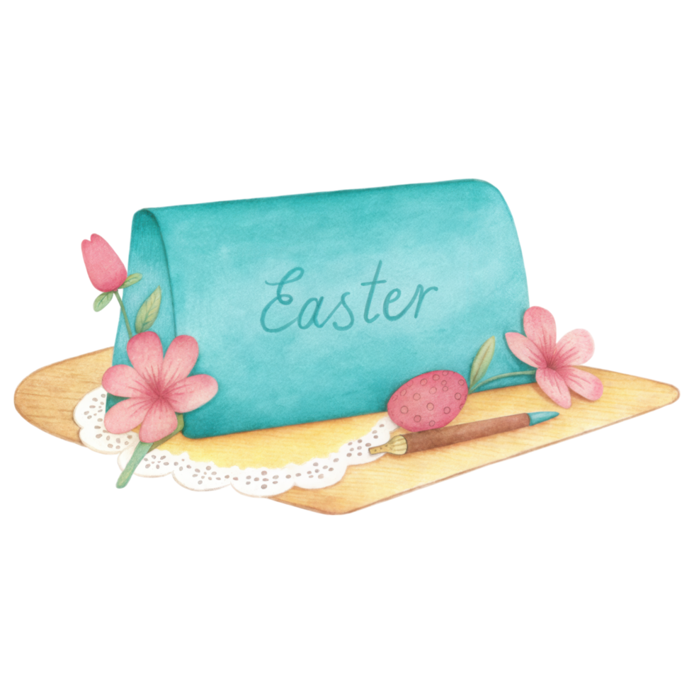 Easter note with flowers and pen on wooden surface clipart Photo isolated on transparency background png