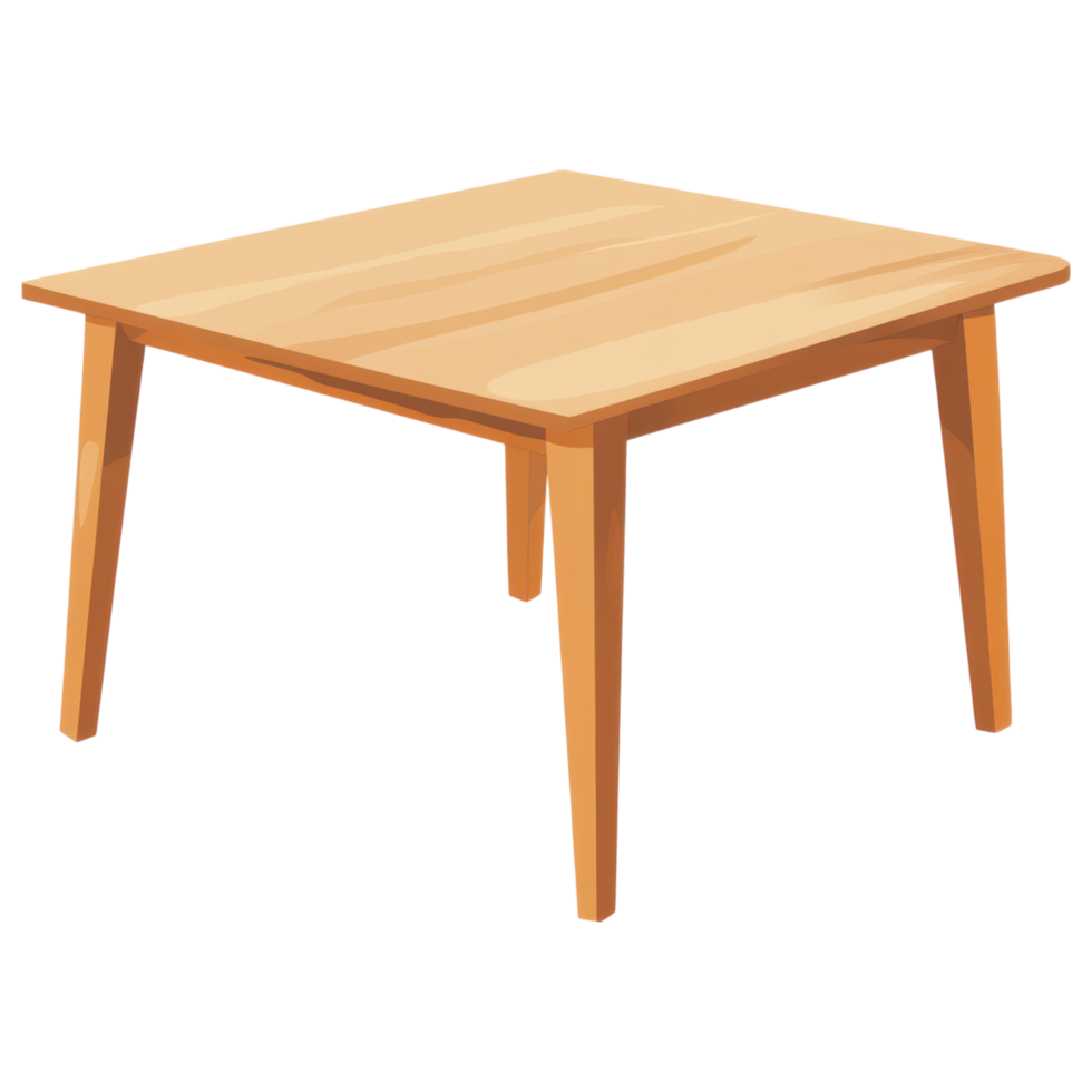 Wooden dining table with Scandinavian style and simple design clip art on a transparency background png
