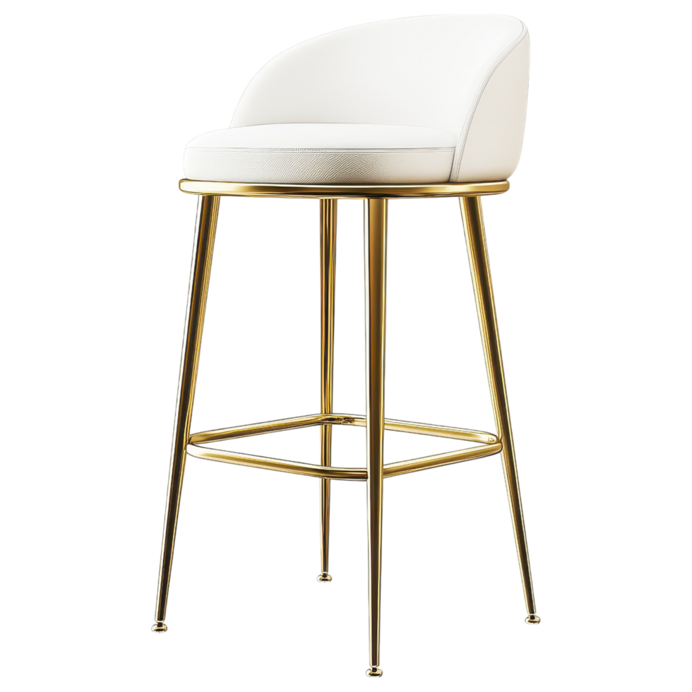 bar stool with gold accents, perfect for modern decor. clip art on a transparency background png