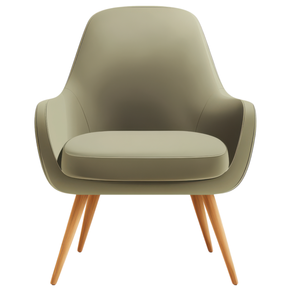 Minimalist armchair with wooden legs, stylish and comfortable design. clip art on a transparency background png