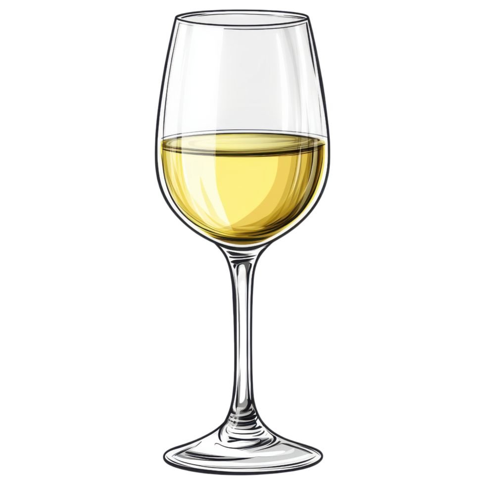 stemmed glass filled with white wine, elegant and inviting. png