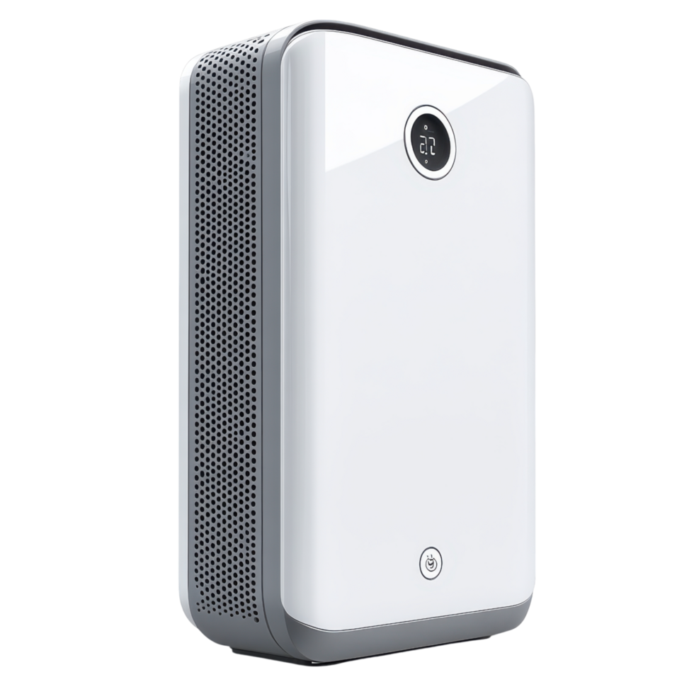 Modern air purifier with sleek design and digital display for clean air clip art on a transparency background png