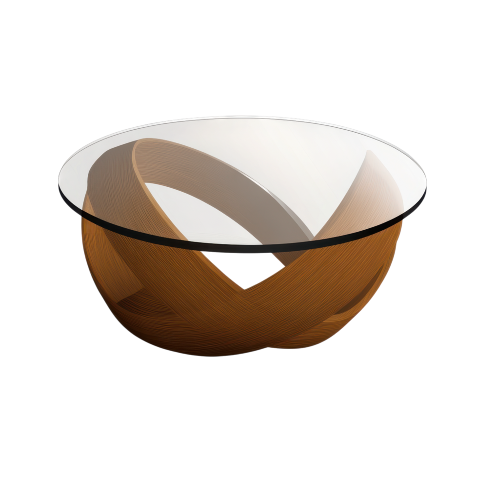 Modern decorative bowl with unique twisted design and glass top clip art on a transparency background png