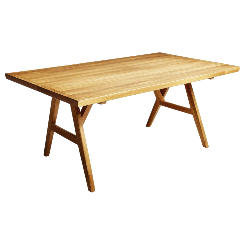 Scandinavian wooden dining table with minimalist design and sturdy legs clip art on a transparency background png