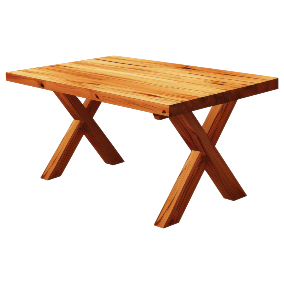 Wooden dining table with Scandinavian style design, perfect for modern homes. clip art on a transparency background png