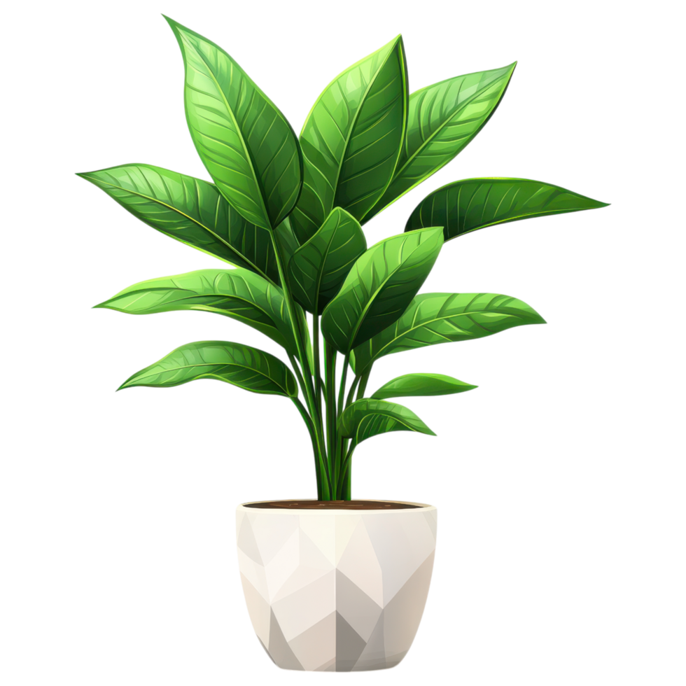 Small indoor plant in modern pot, adding freshness to any space. transparency background png