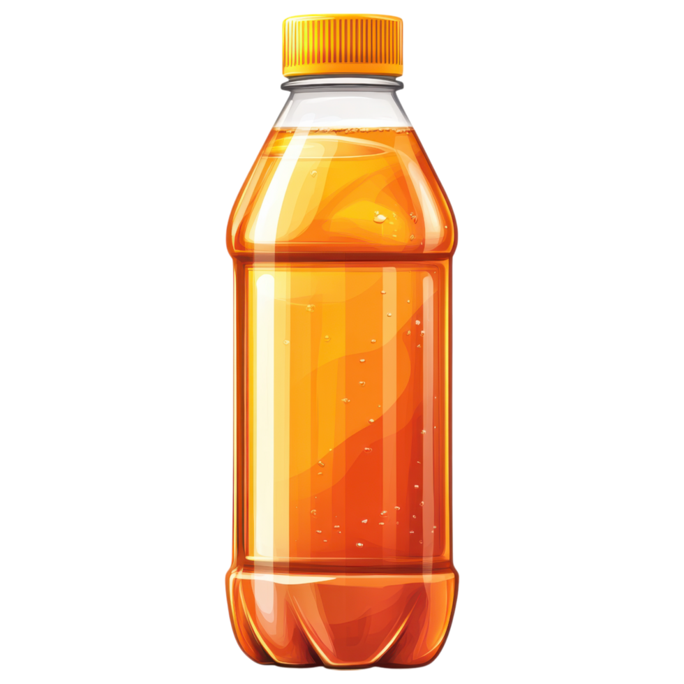 Refreshing sports drink in plastic bottle with vibrant orange color clip art on a transparency background png