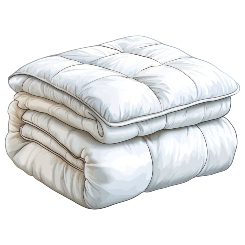 Soft duvet and neatly folded bed sheets create cozy atmosphere. clip art on a transparency background png