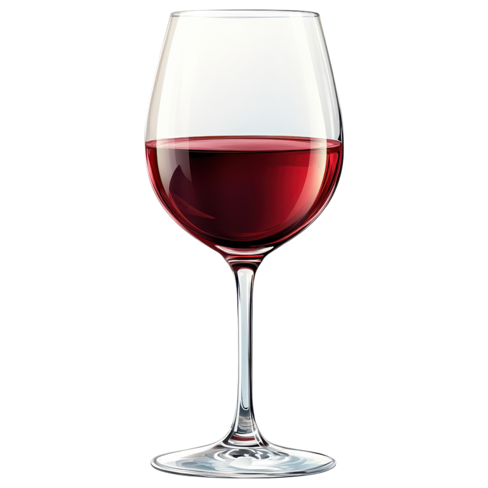 red wine glass filled with rich wine, perfect for celebrations on a transparency background png