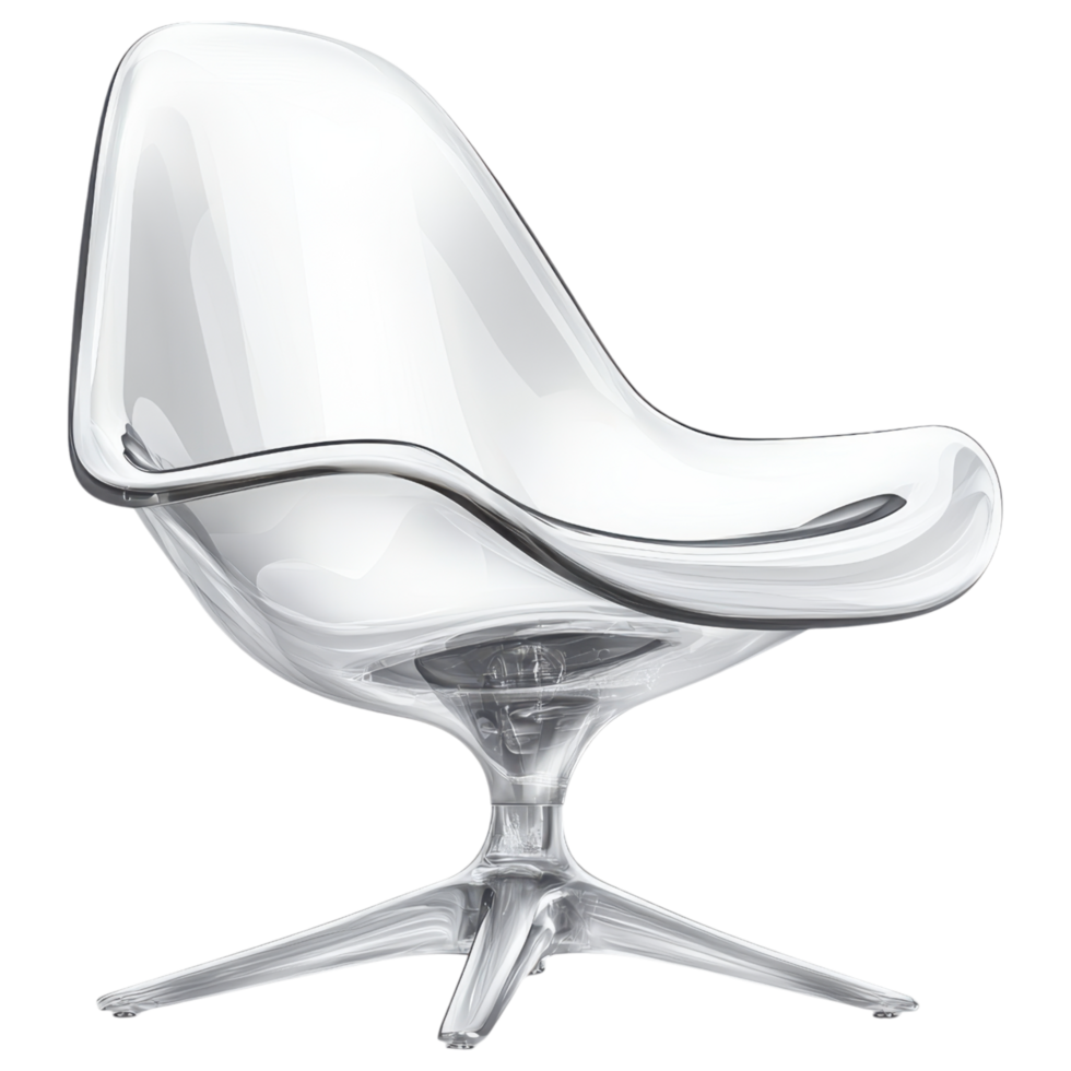 Transparent acrylic chair with modern curves, stylish and elegant design. clip art on a transparency background png