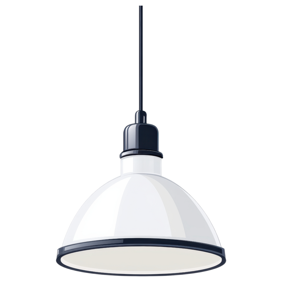 Modern hanging pendant light with sleek design and white finish clip art on a transparency background png