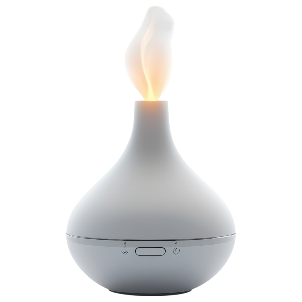 Aromatherapy diffuser with soft light, creating calming atmosphere clip art on a transparency background png
