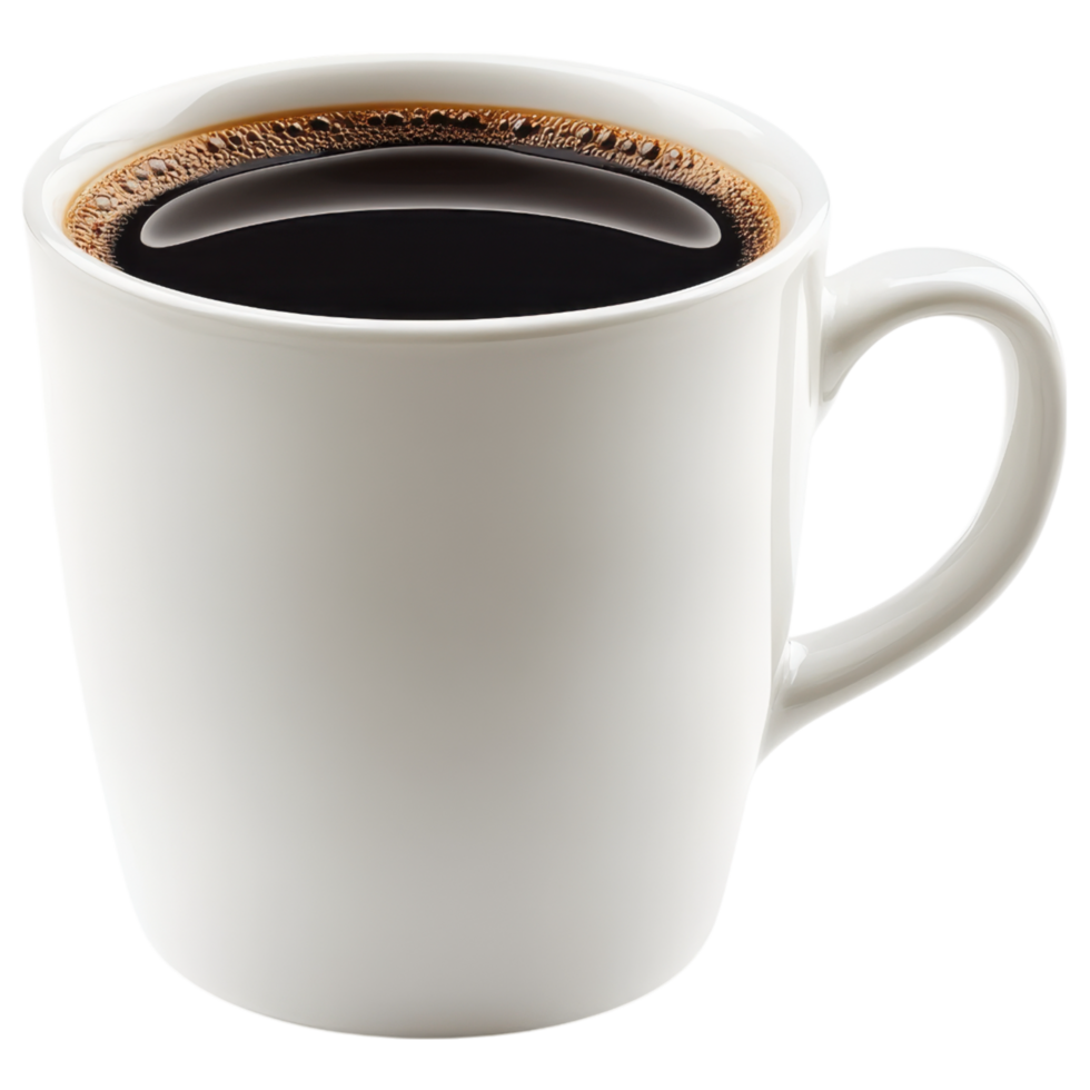 steaming cup of coffee in white mug, perfect for cozy moment. clip art on a transparency background png