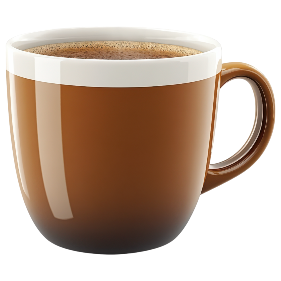 glossy coffee cup filled with steaming beverage on transparency background. clip art on a transparency background png