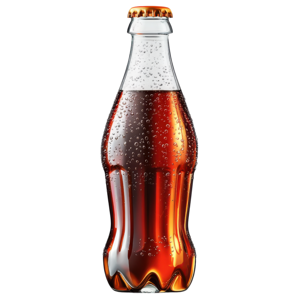 Refreshing in glass bottle with condensation and bubbles clip art on a transparency background png