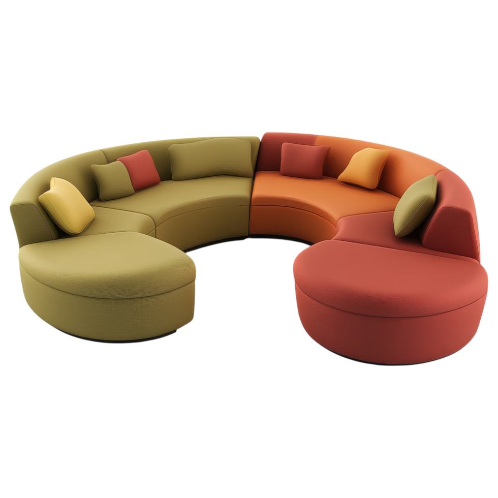 Stylish modular sofa set in vibrant colors, perfect for modern spaces. clip art on a transparency background png