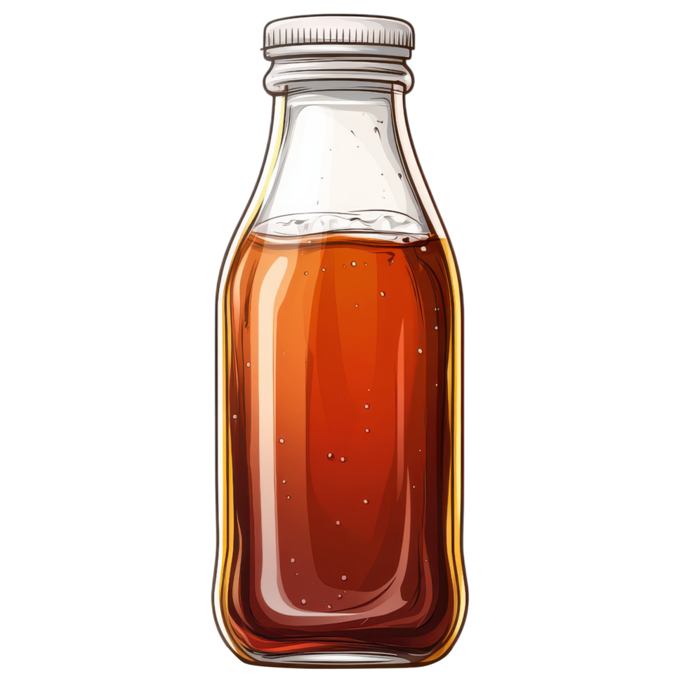 Cold brew coffee in glass bottle, refreshing and energizing drink clip art on a transparency background png