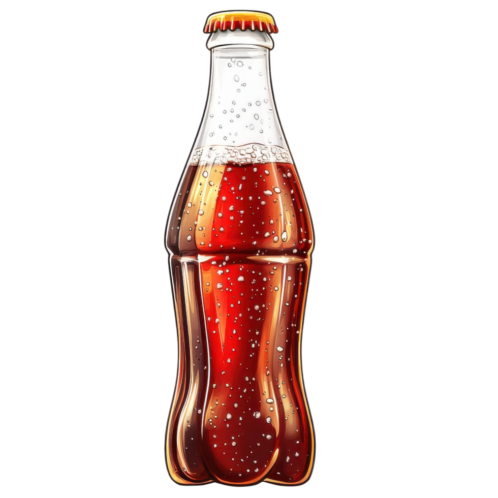 in bottle with condensation, refreshing and fizzy drink. clip art on a transparency background png