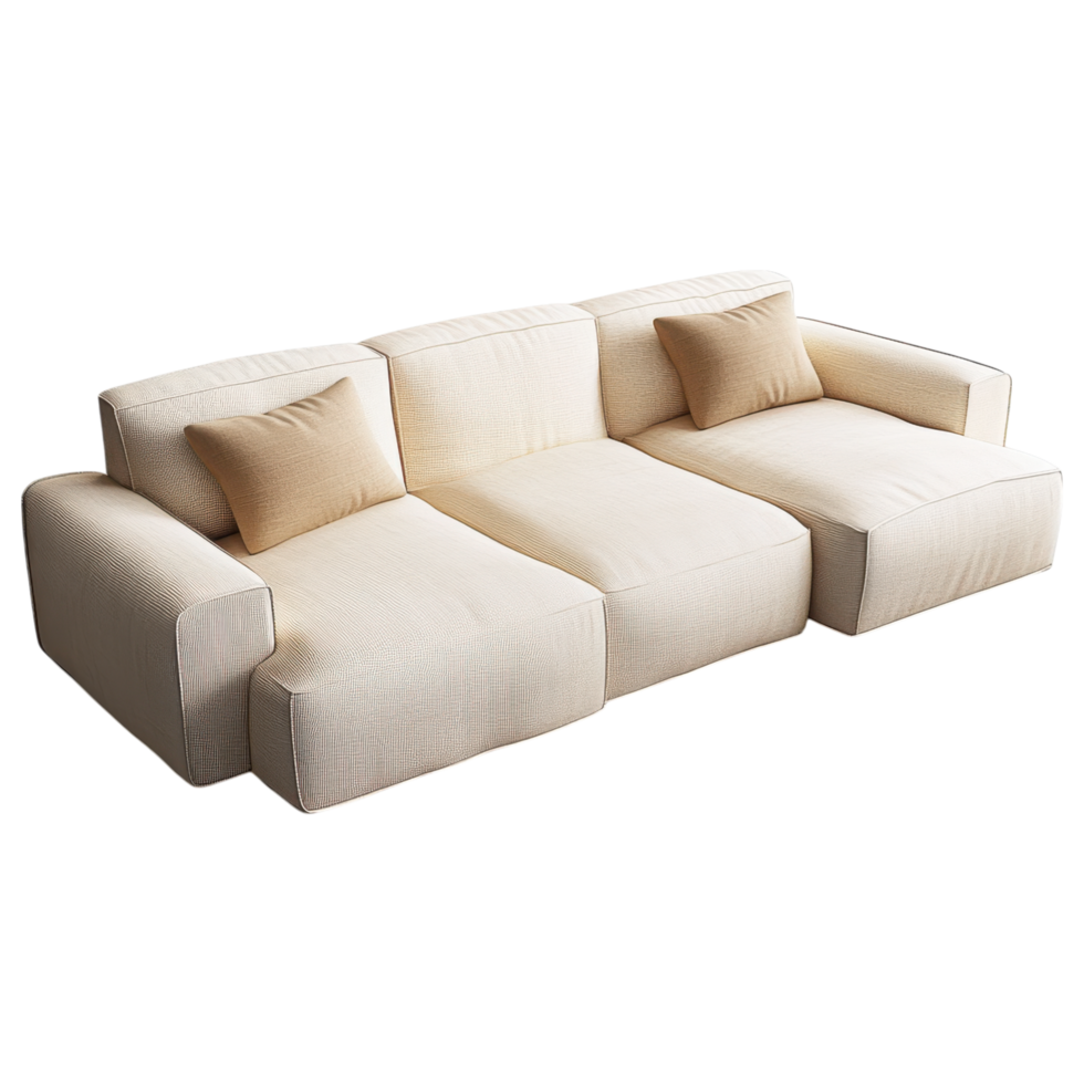 Modern modular sofa set with soft cushions and neutral color clip art on a transparency background png
