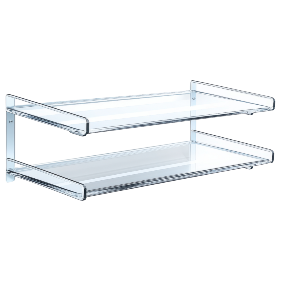 Floating acrylic display shelves for modern storage and organization clip art on a transparency background png