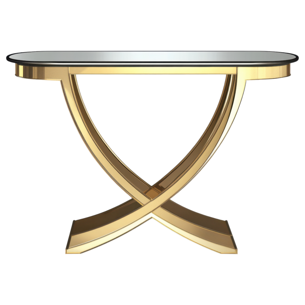 Elegant glass and metal console table with stylish design clip art on a transparency background png