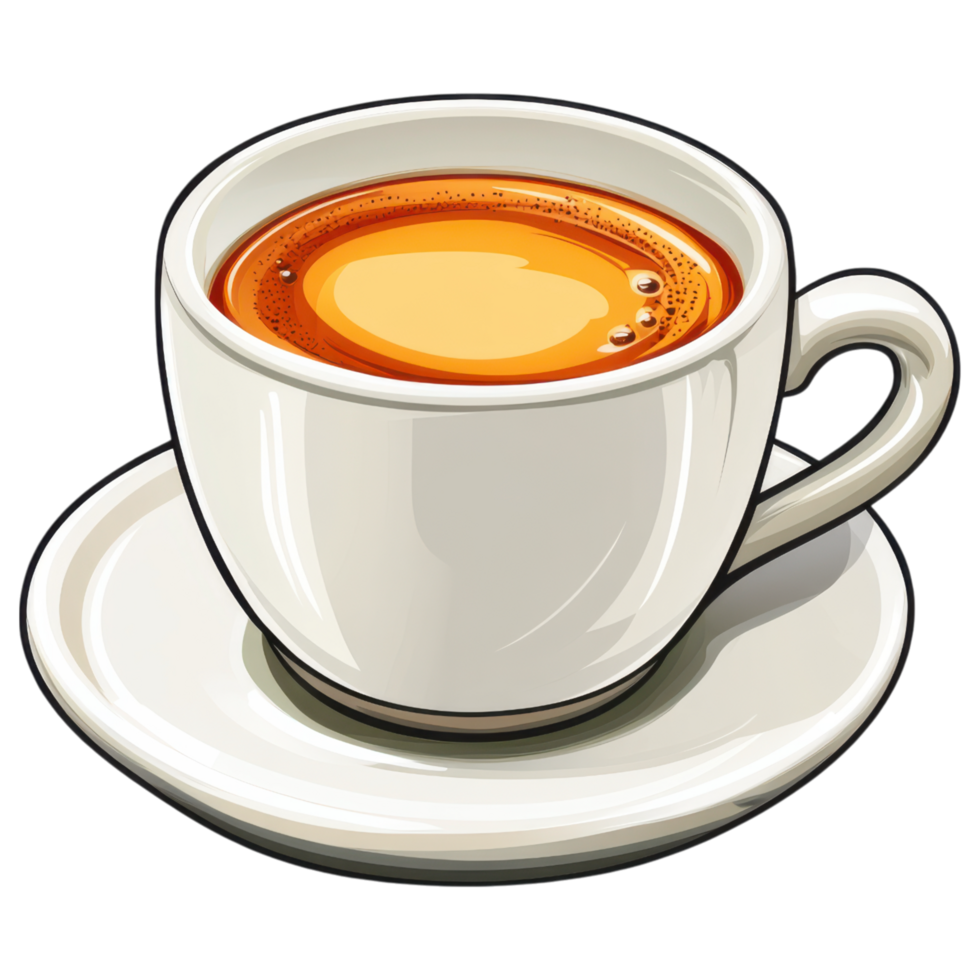 small cup of espresso on white saucer, rich and inviting. clip art on a transparency background png